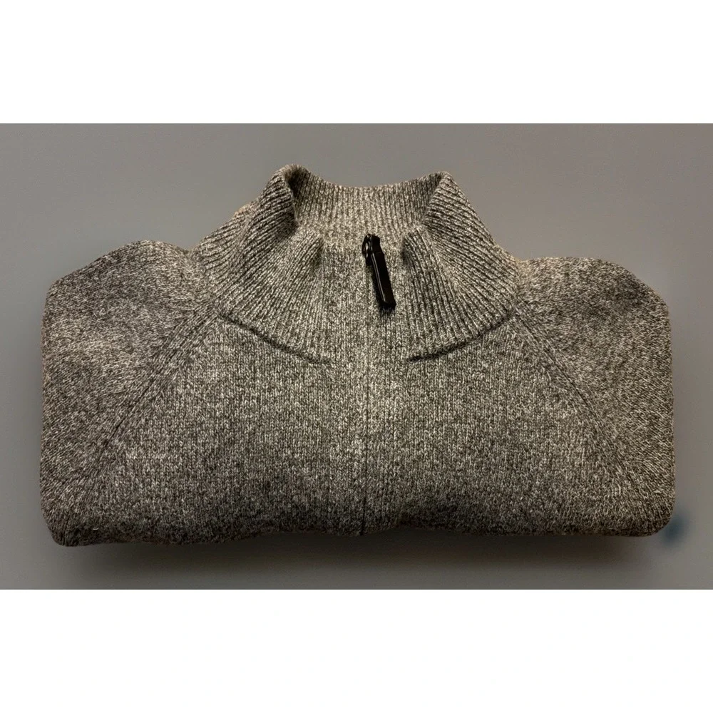 Banana Republic 1/4Quarter Zip Sweater Gray Wool Italian Yarn Tall Large JBHS